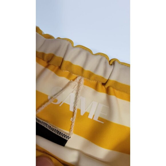 SAME Los Angeles Bottom Swim Womens High Rise Striped Yellow/White Small NWT - Picture 6 of 11